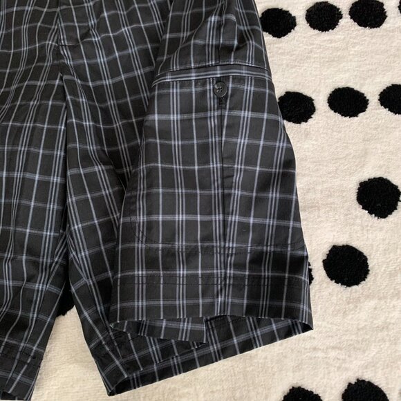 Adidas Plaid Striped Flat Front Cargo Casual Shorts - Picture 3 of 10